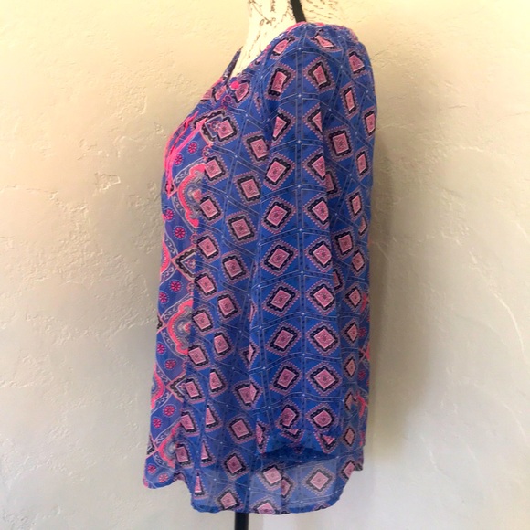 OLD NAVY Blue Paisley Periwinkle Neon Pink Size Medium - Picture 3 of 16